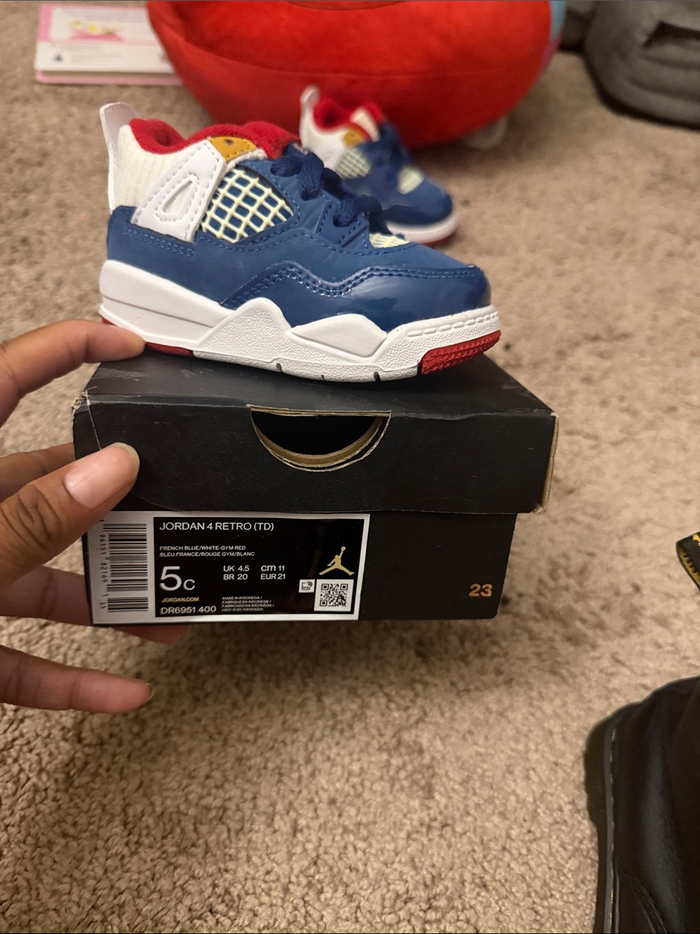 Jordan 4 Retro Toddler Sneakers Navy/Red/White/Yellow